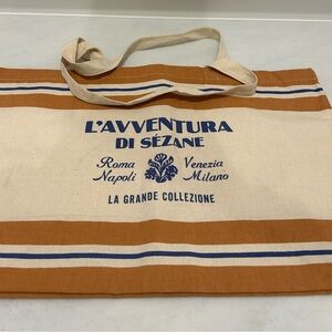 Sézane Tan and Blue Tote Bag